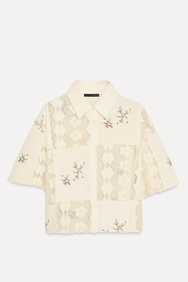 Embroidered Crochet Shirt from Zara