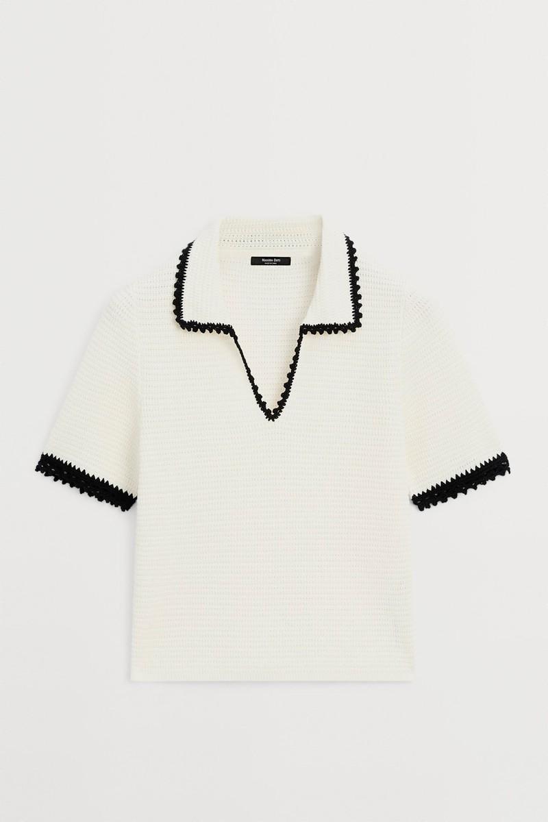 Crochet Knit Polo Sweater from Massimo Dutti
