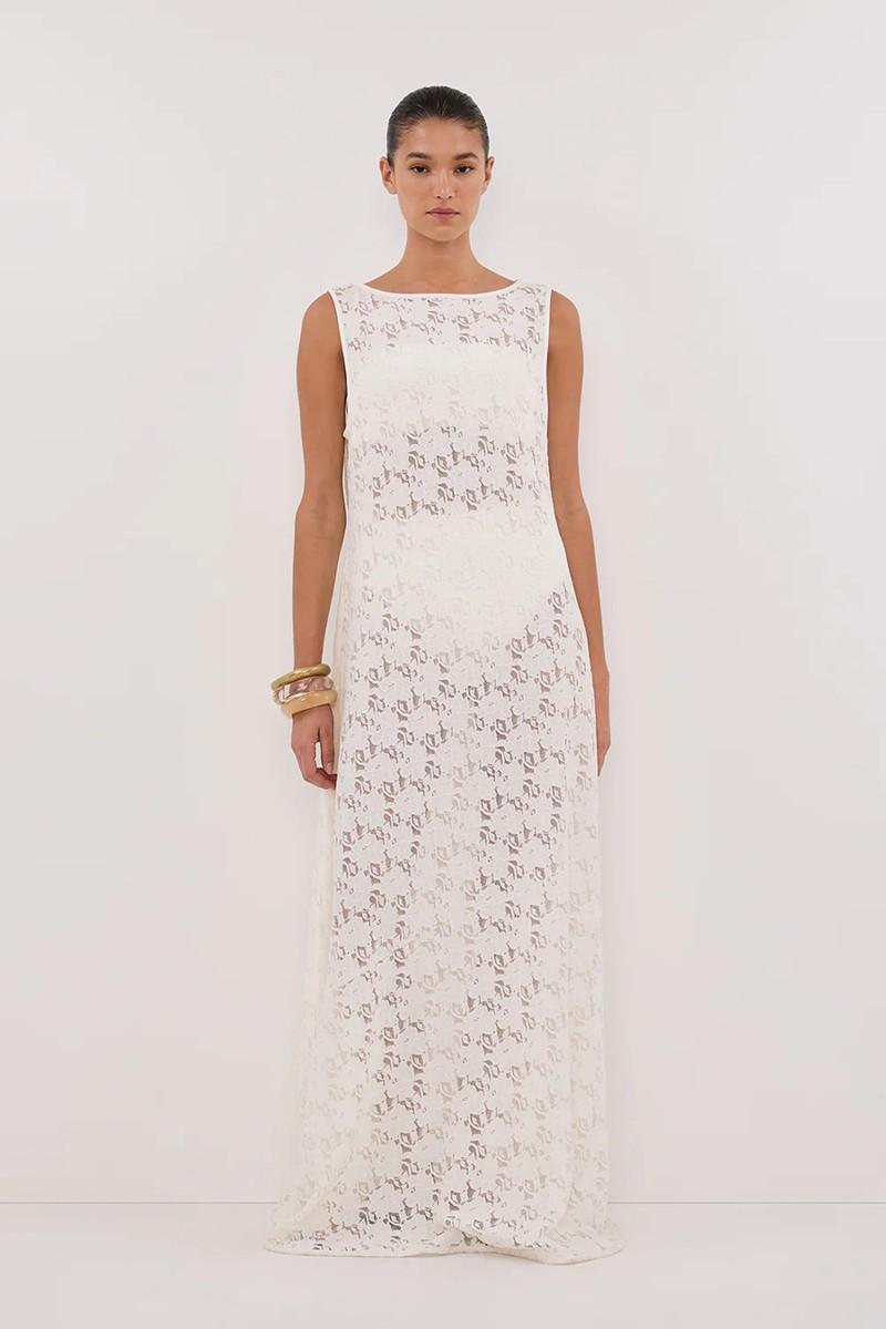 Loula White Lace Midi Dress from Dissh
