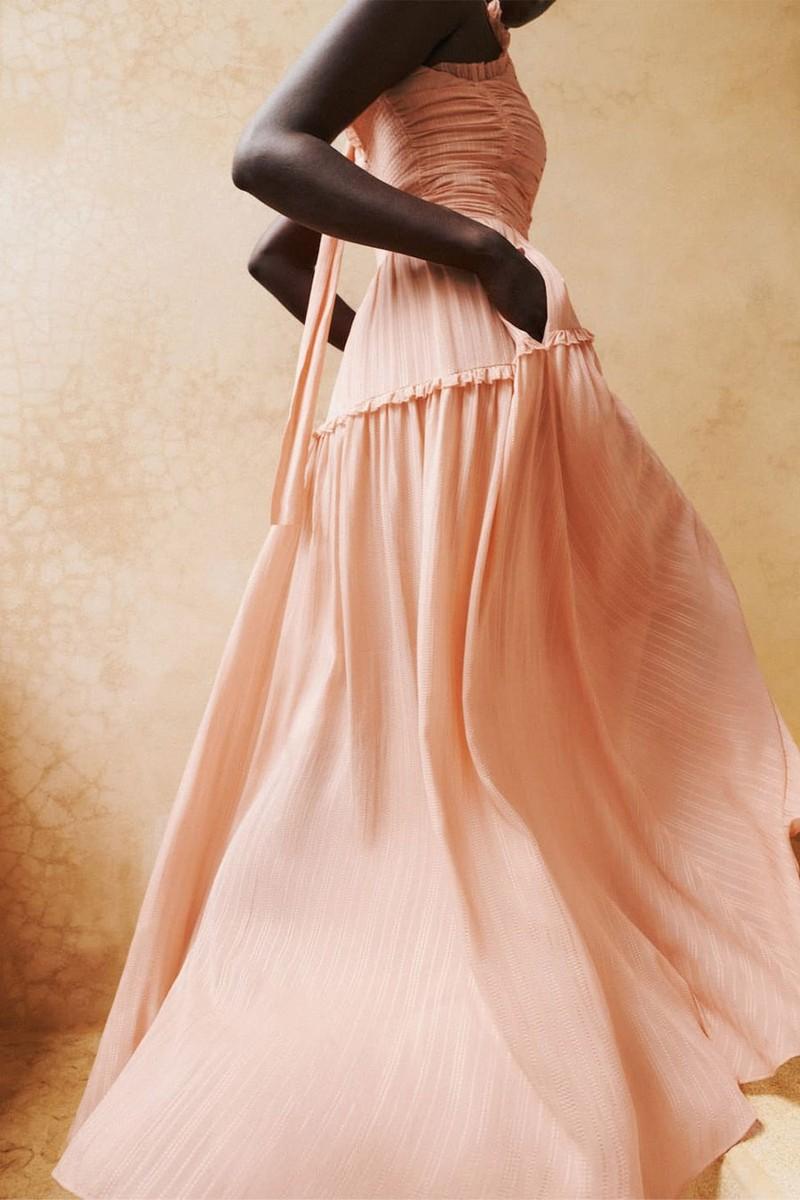 Silk Textured Full-Length Dress & Tie from Me + Em