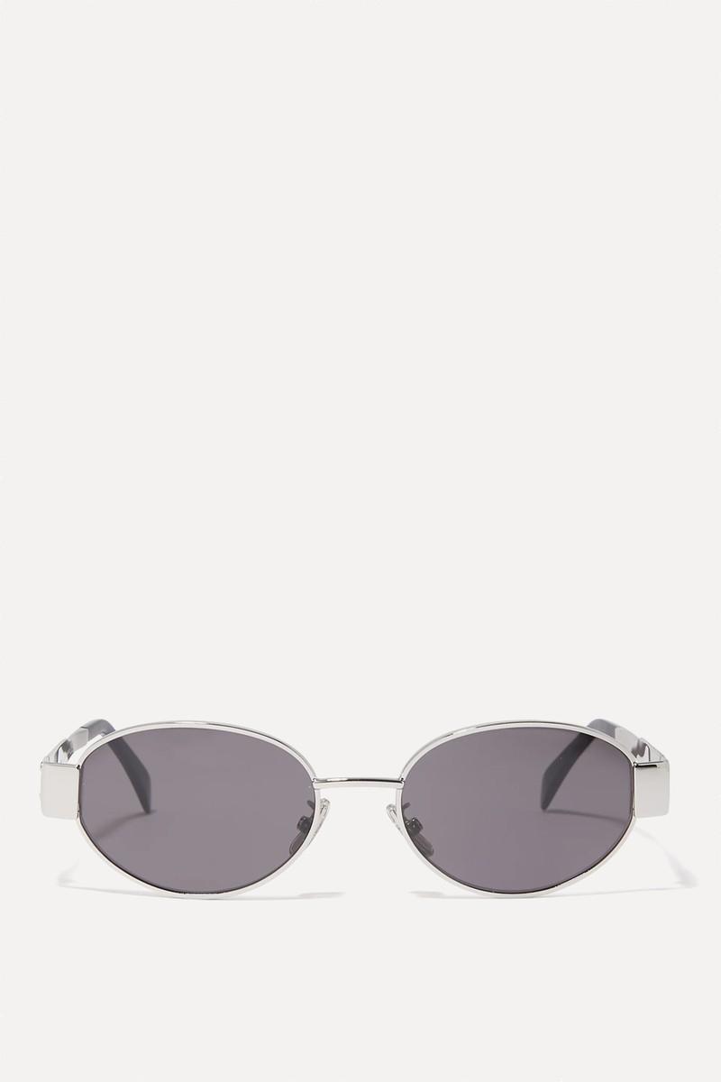 Triomphe Oval Metal Sunglasses from Celine
