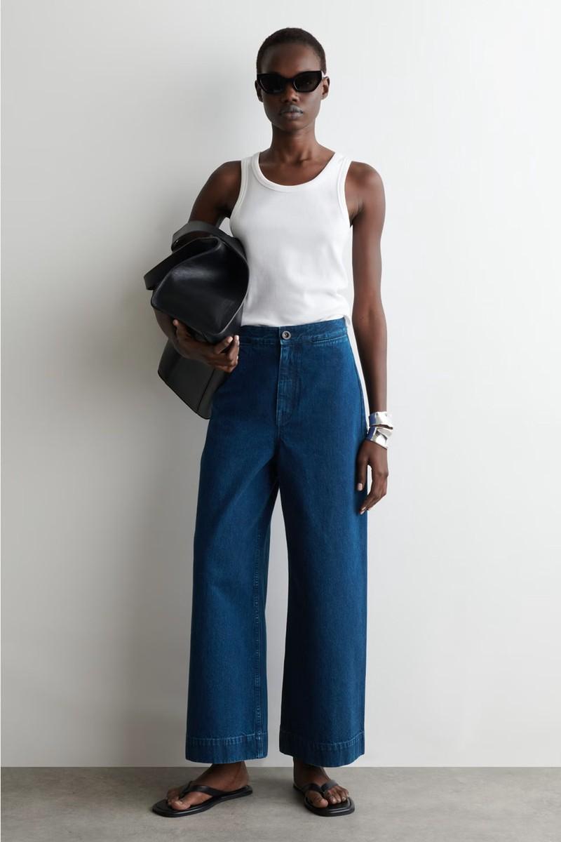 Wide-Leg Denim Trousers