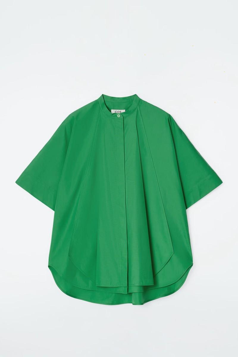 Oversized Curved-Hem Cotton Shirt