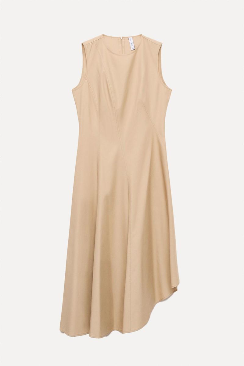 Asymmetrical Dress With Frayed Hem