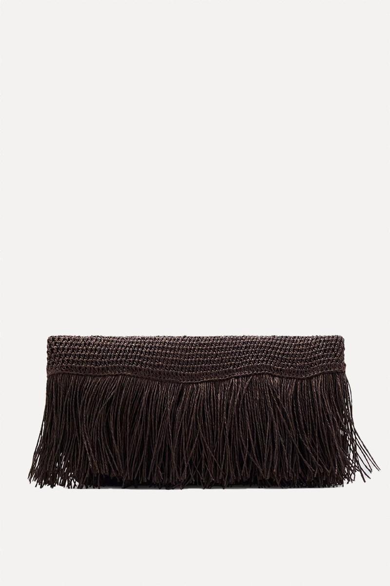 Natural Fibre Handbag With Fringes