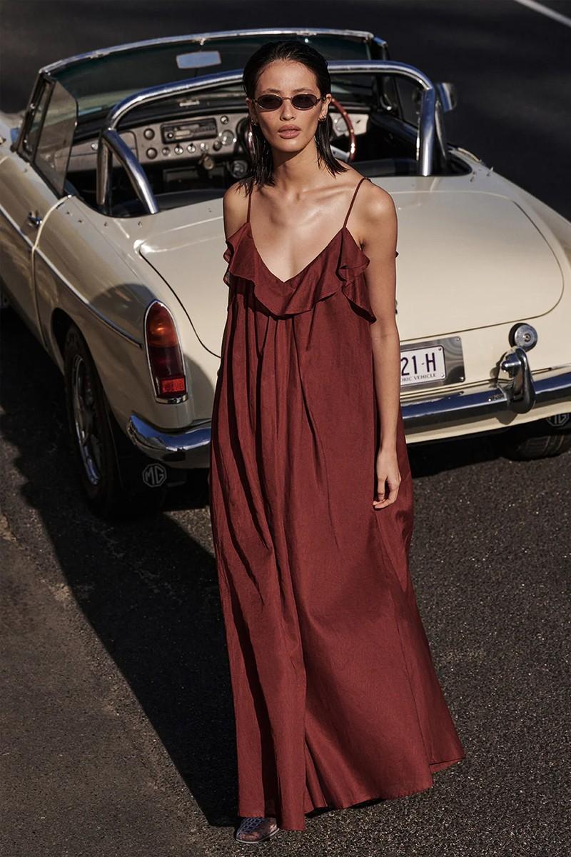 Capri Sahara Linen Blend Maxi Dress from Dissh