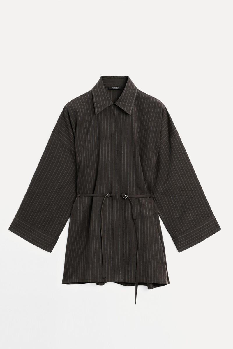 Striped Overshirt With Buckles