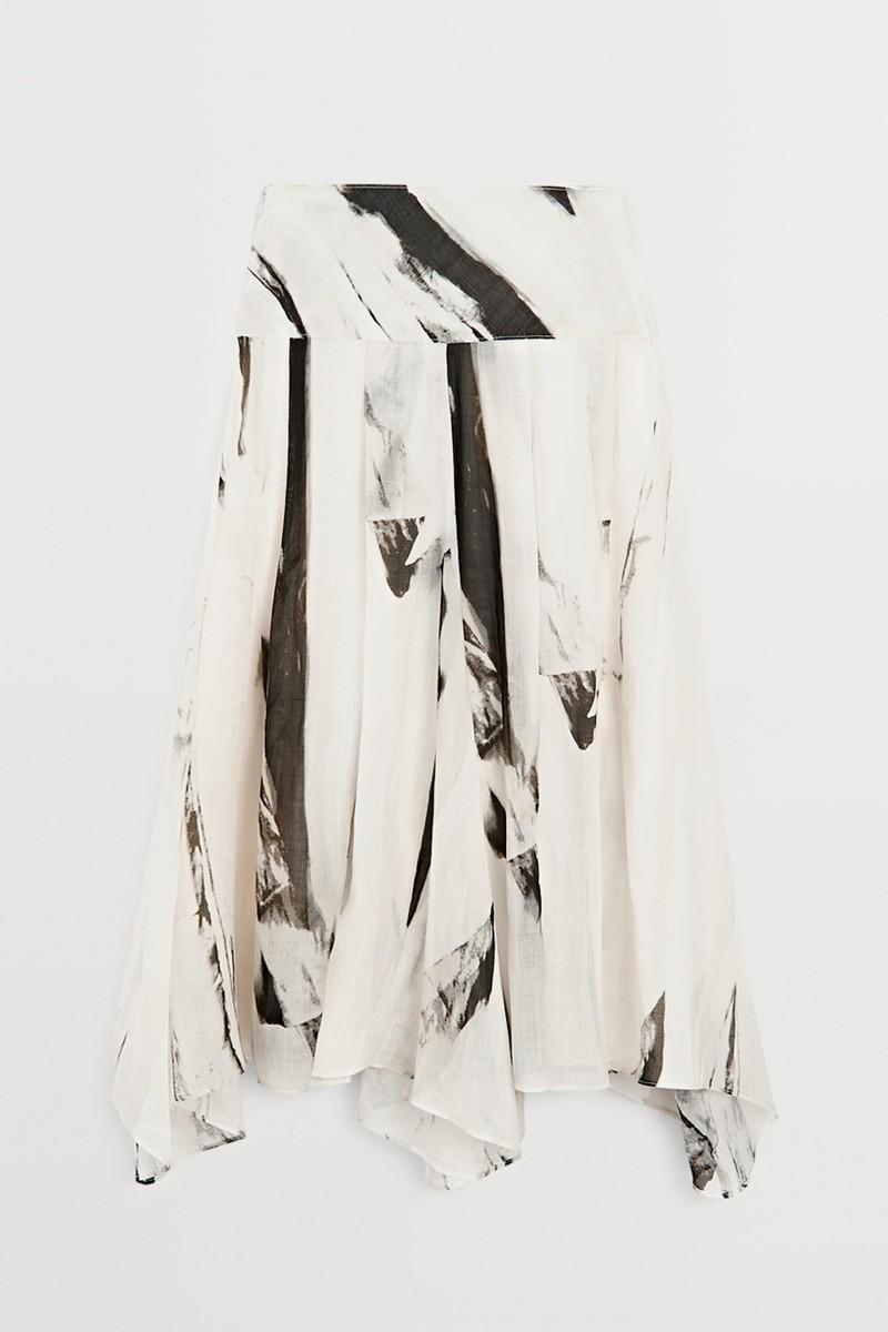 Flowing Marble Print Midi Skirt