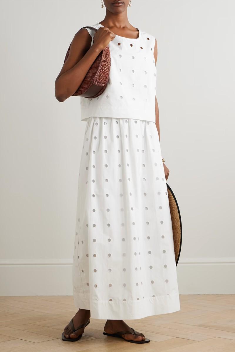 Peggy Broderie Anglaise Cotton-Poplin Tank from Posse