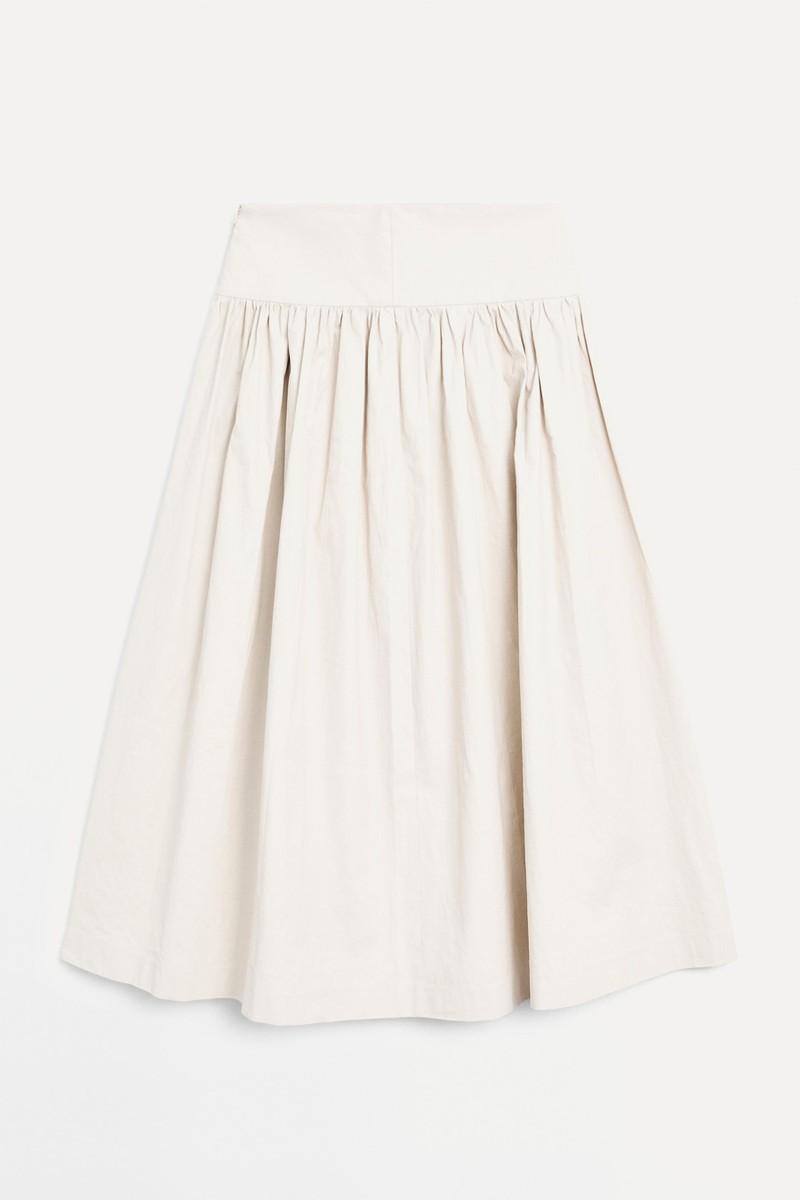 100% Linen Midi Skirt With Yoke from Massimo Dutti