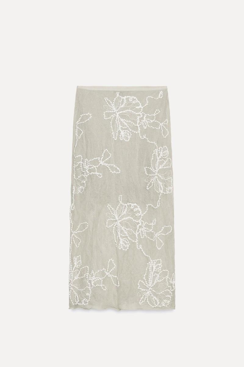  Semi Sheer Textured Knit Skirt