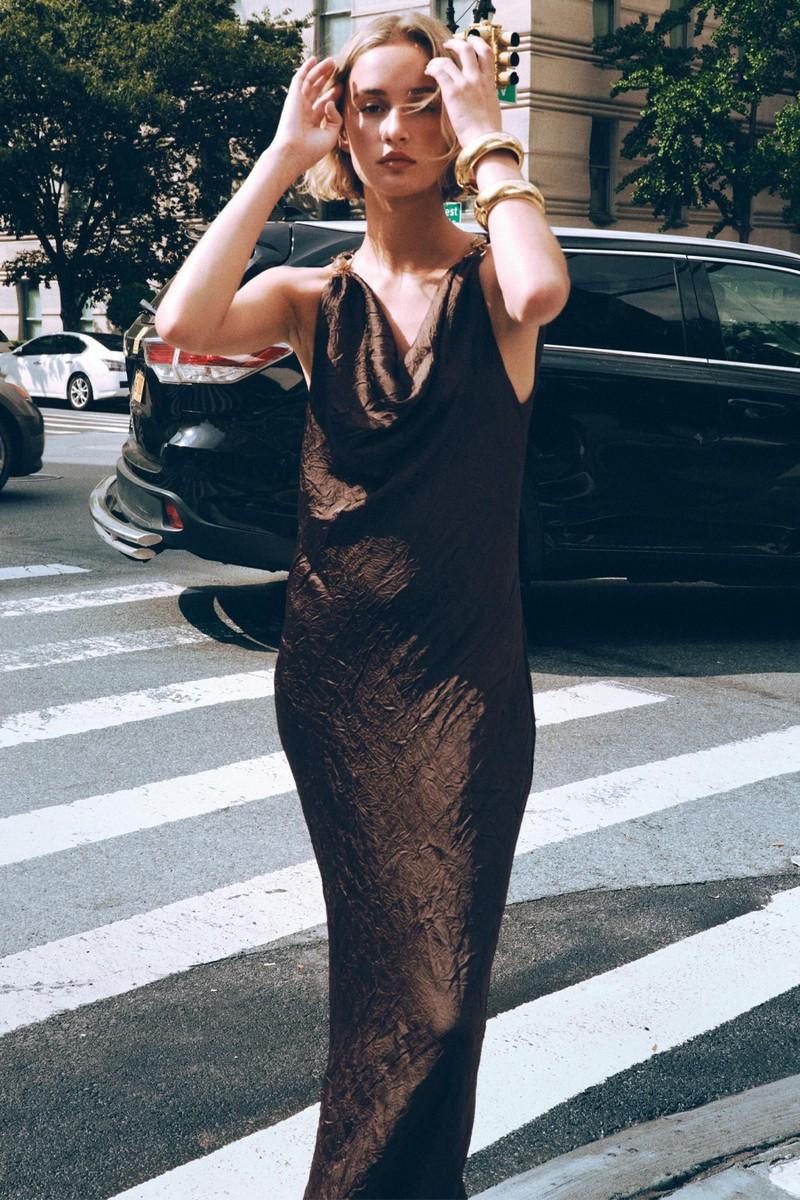 Crinkle Satin Mini Dress