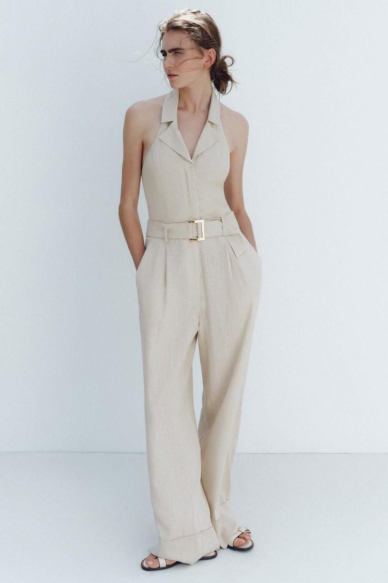 Halter Neck Linen Jumpsuit