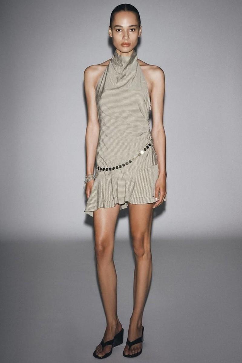 Striped Halter Neck Short Dress