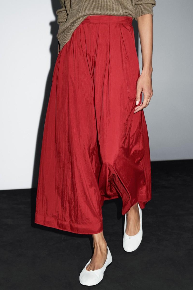 Long Technical Box Pleat Skirt from Massimo Dutti