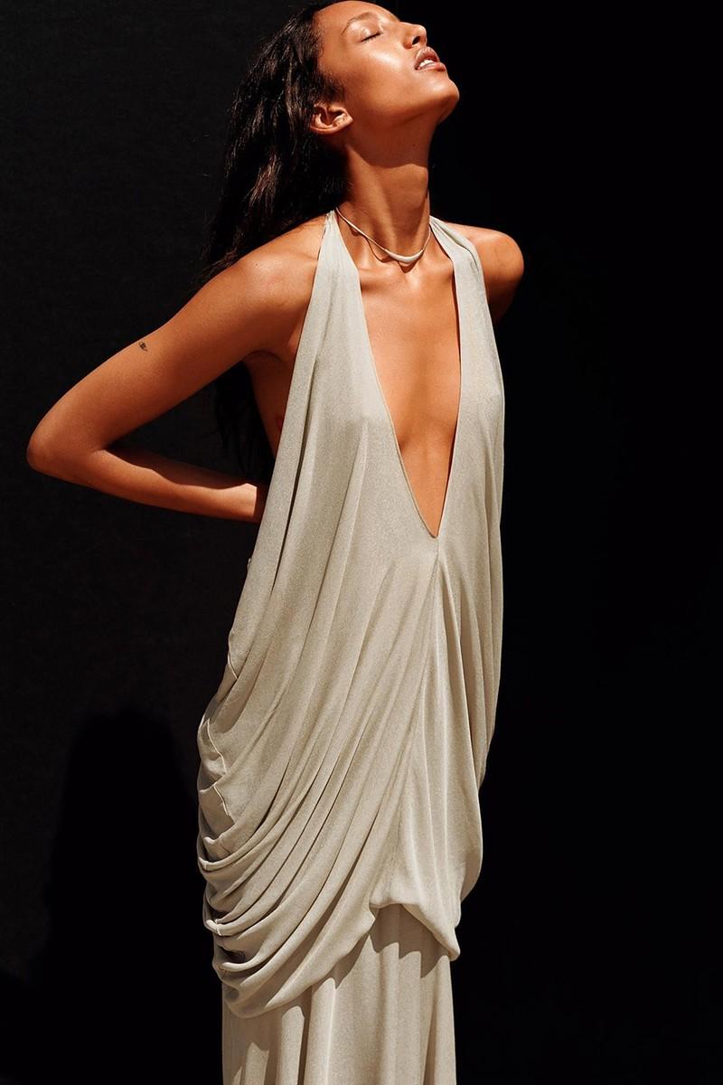 Voluminous Halterneck Maxi Dress from Zara