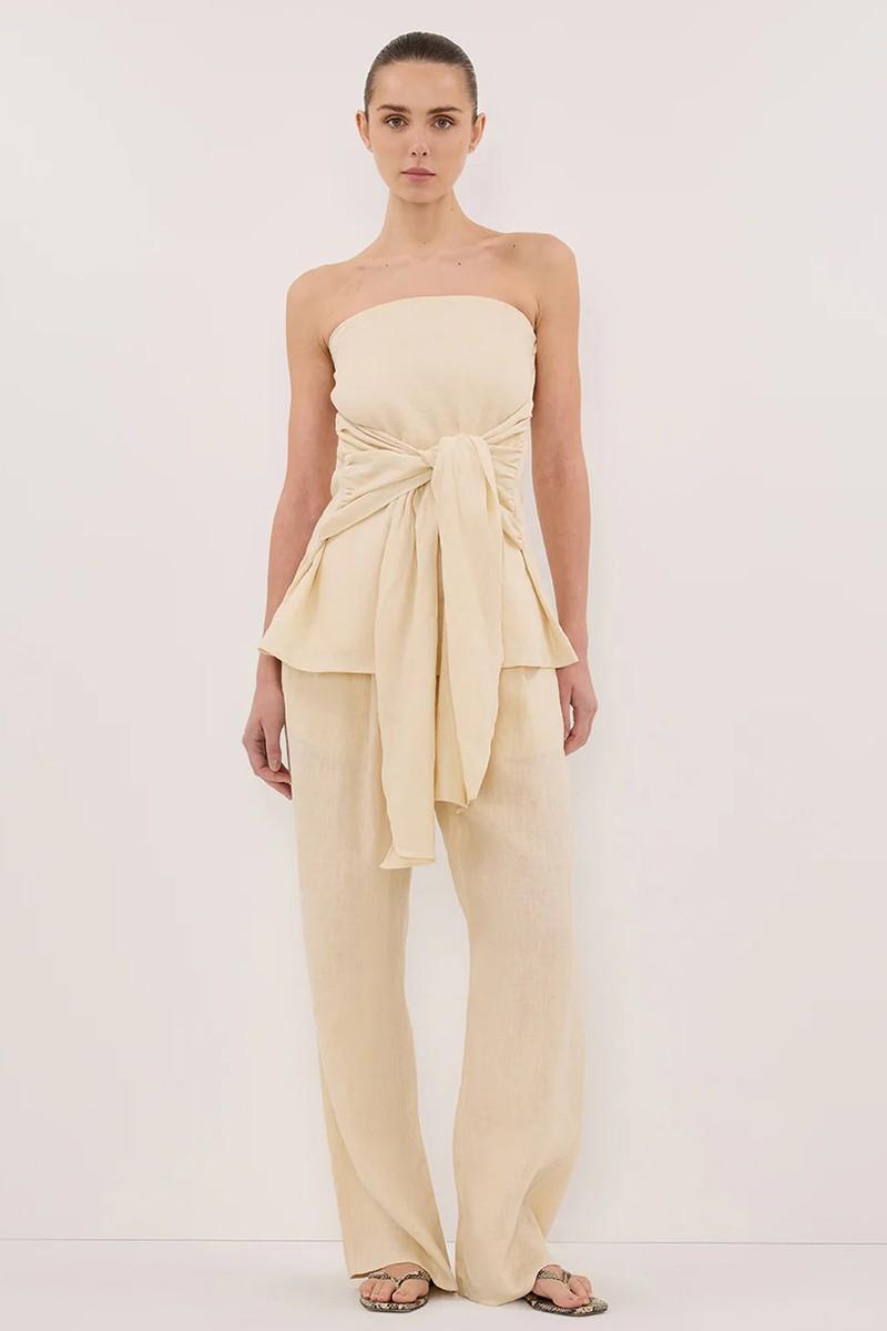 Pippy Buttermilk Linen Strapless Top from Dissh