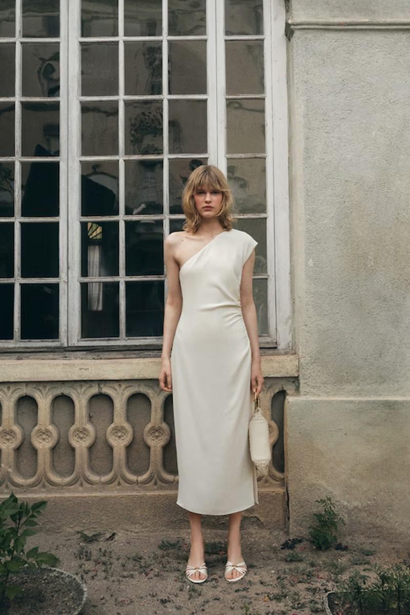 Asymmetrical Pleated Dress from Mango