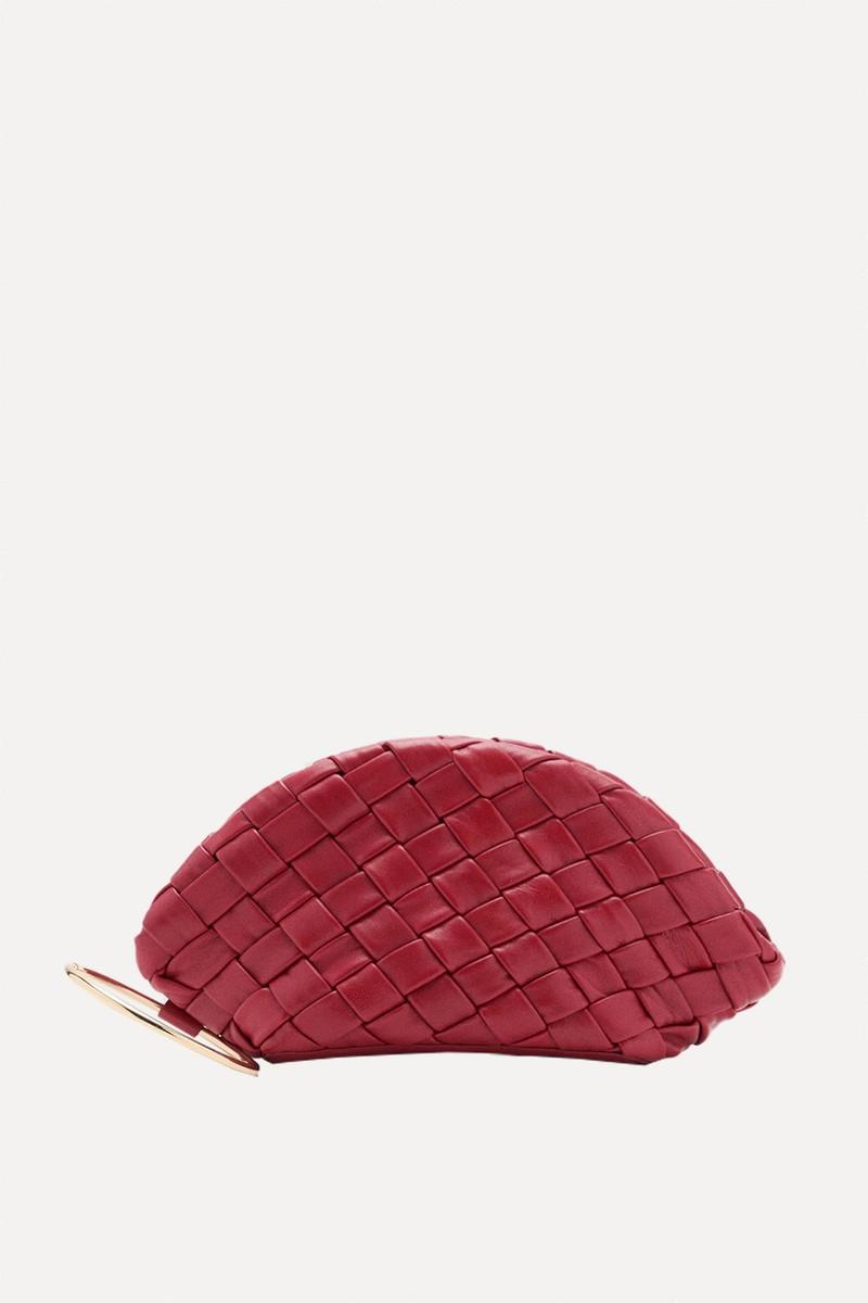 Braided Leather Clutch Bag from Mango
