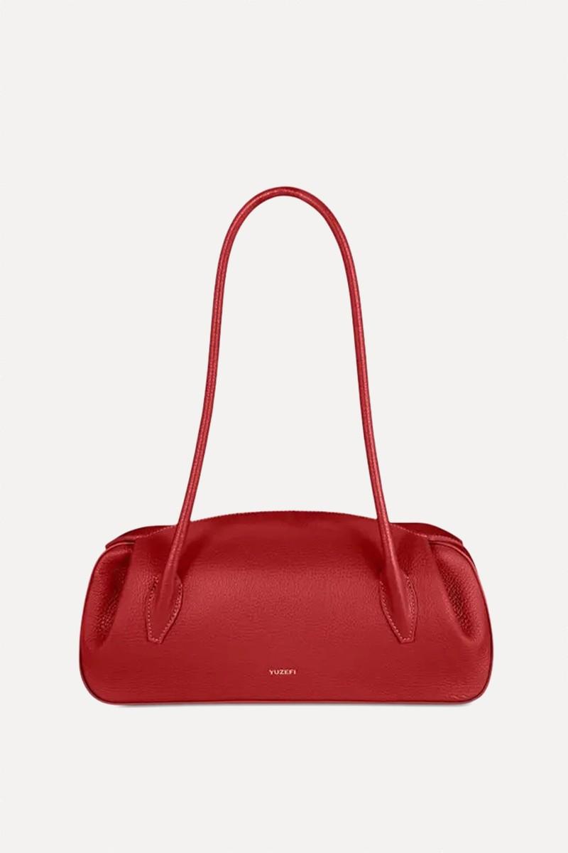 Oyster Pebble Grain Leather Shoulder Bag from Yuzefi