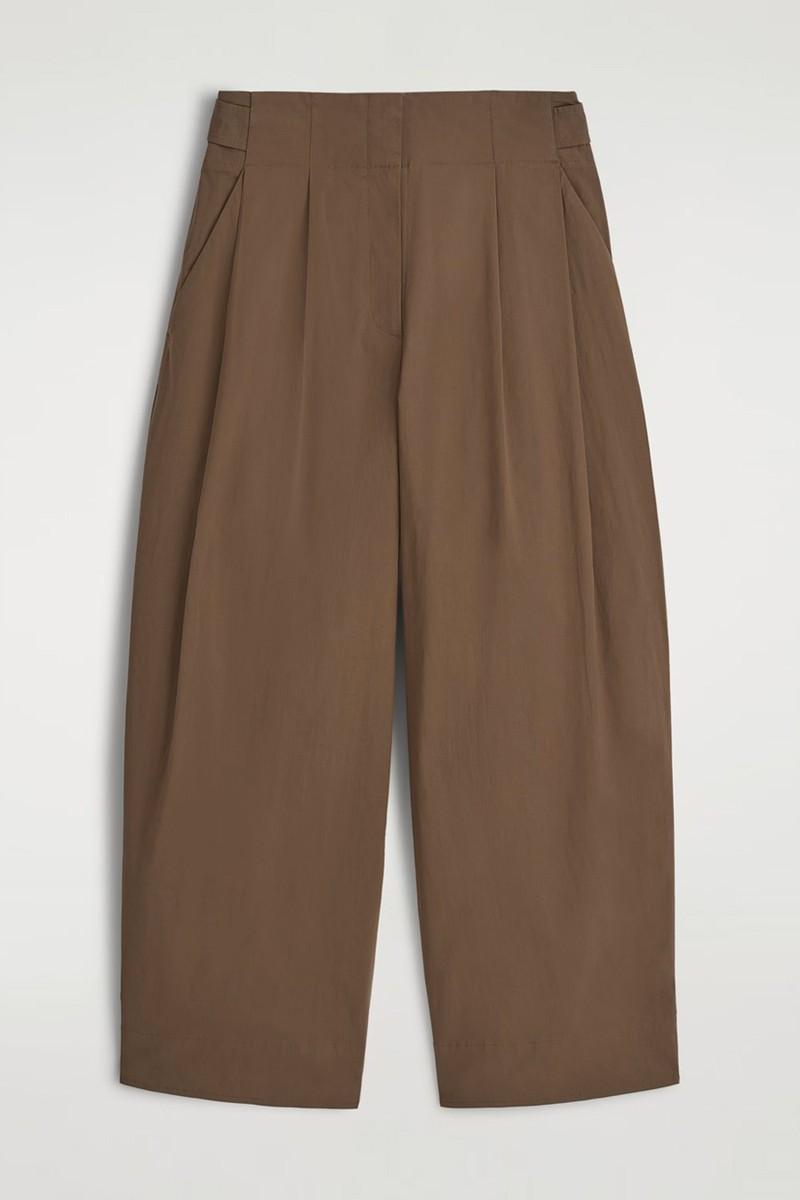 Cotton Barrel-Leg Trousers