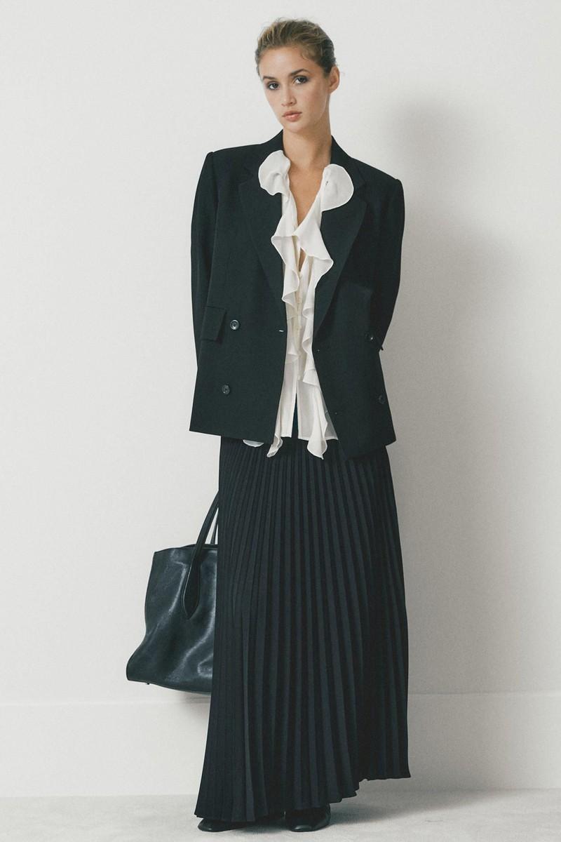 Cropped Wool Blend Double-Breasted Blazer