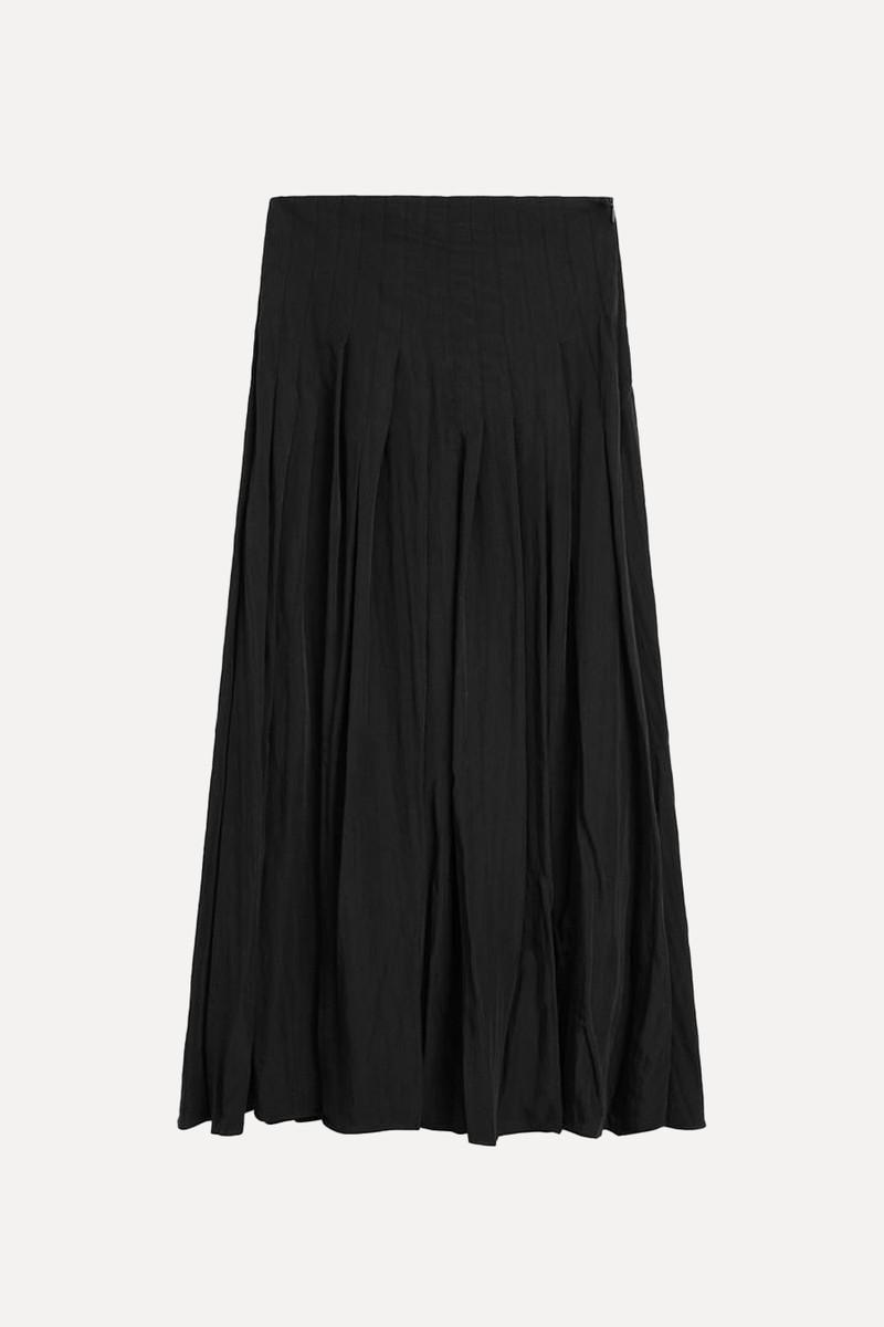Flowing Midi Skirt With Box Pleats