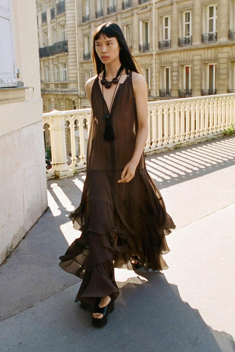 Long Flowing Dress With Ruffles