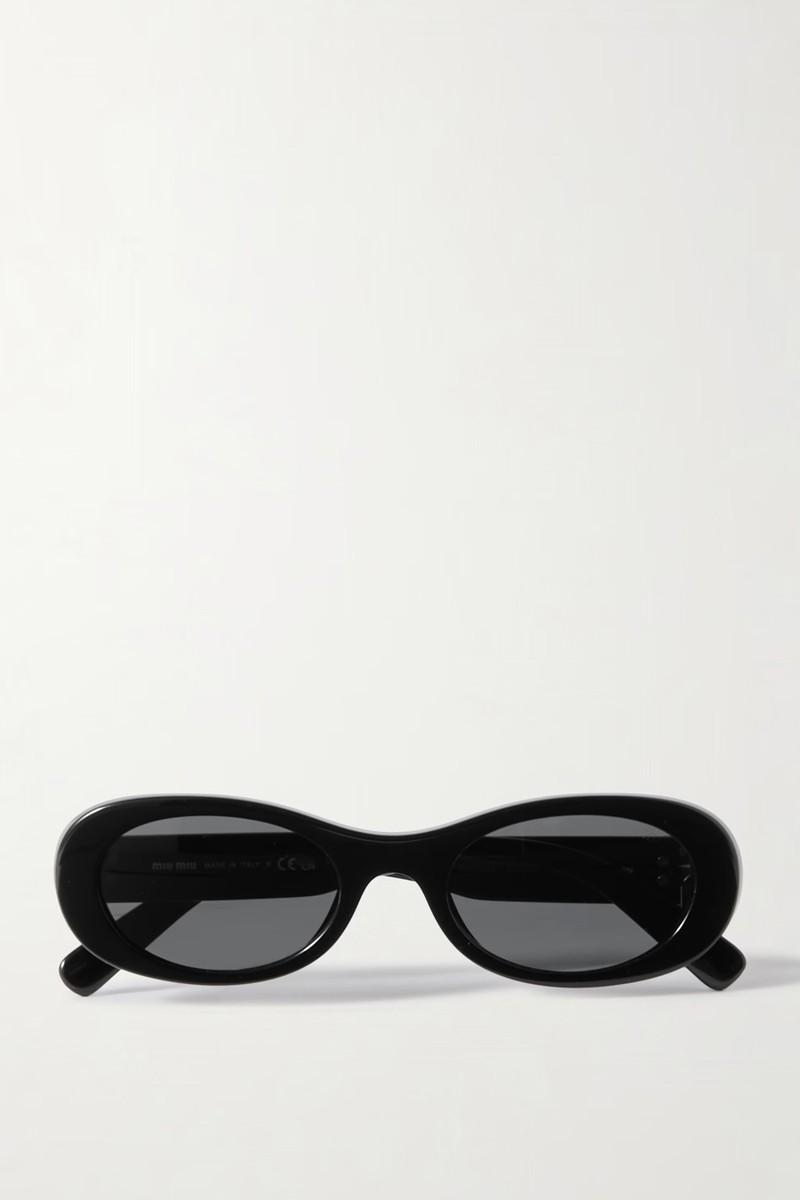 Oval-frame acetate sunglasses from Miu Miu
