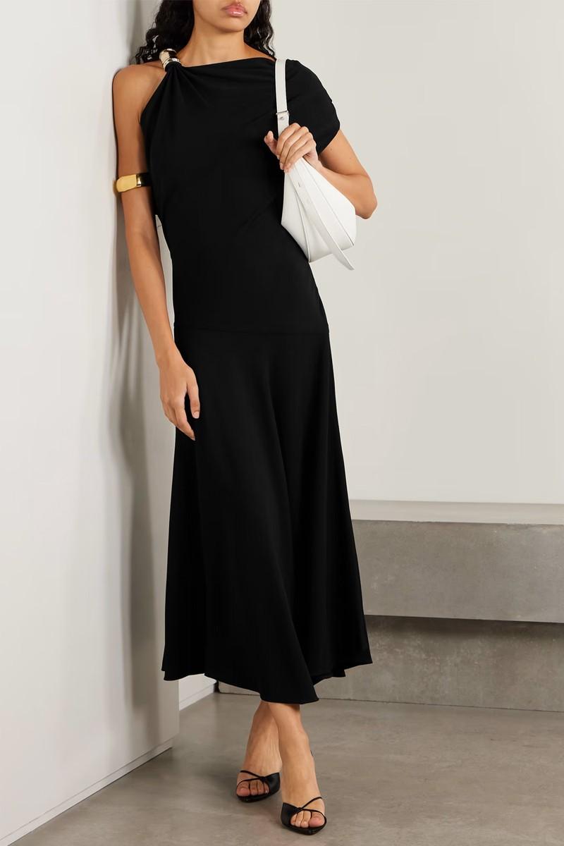Rue Asymmetric Embellished Draped Crepe Dress from Proenza Schouler