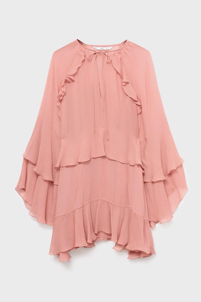 Flared Dress With Ruffled Sleeves