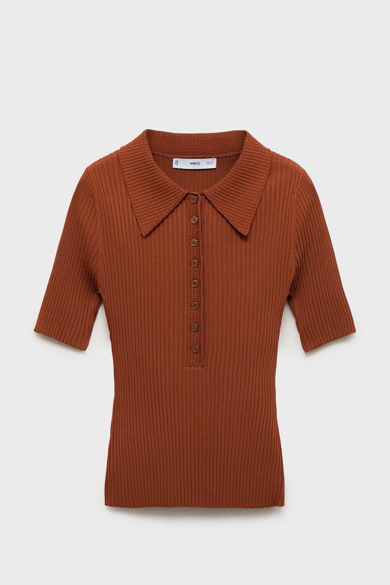 Polo-Neck Ribbed Sweater