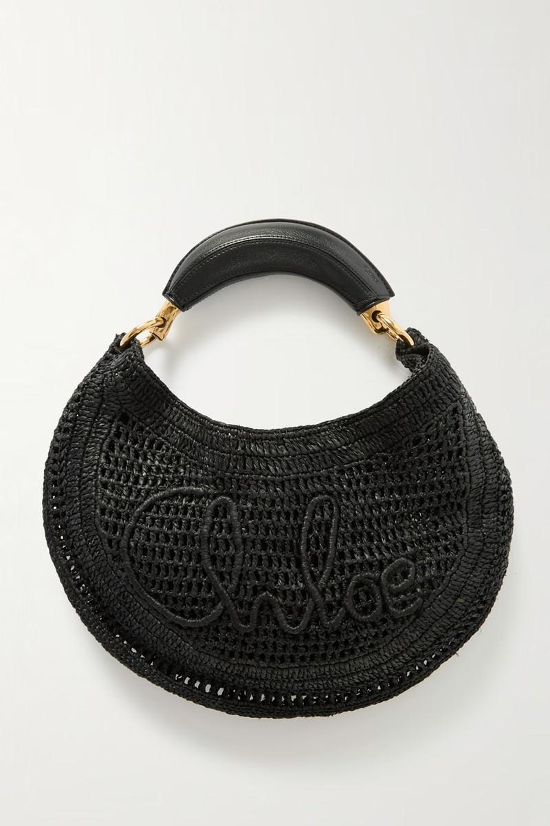 Summer Leather-Trimmed Embroidered Faux Raffia Tote from Chloé