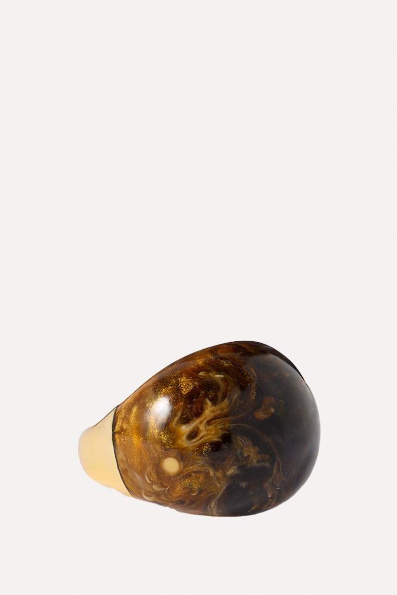 Large Gold-Tone Resin Ring from Dinosaur Designs