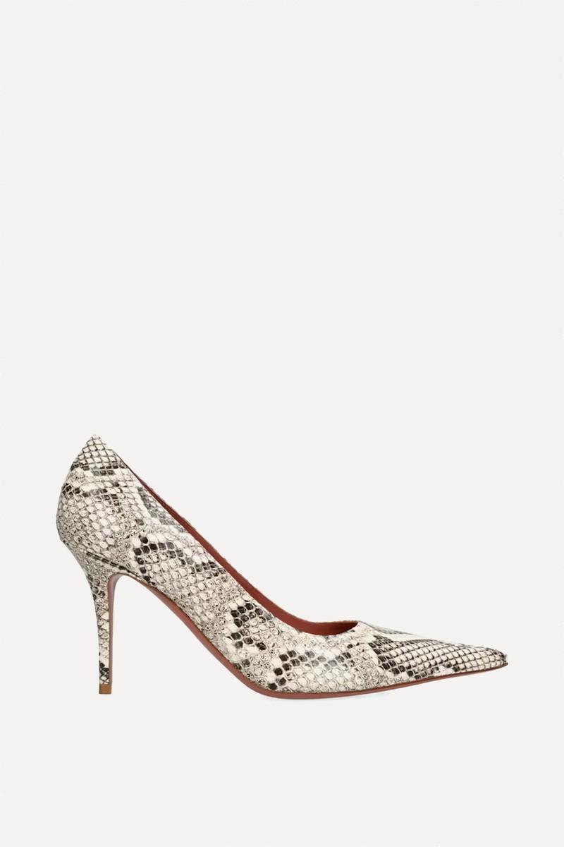 Snakeskin Print Barbara Pumps from Amina Muaddi