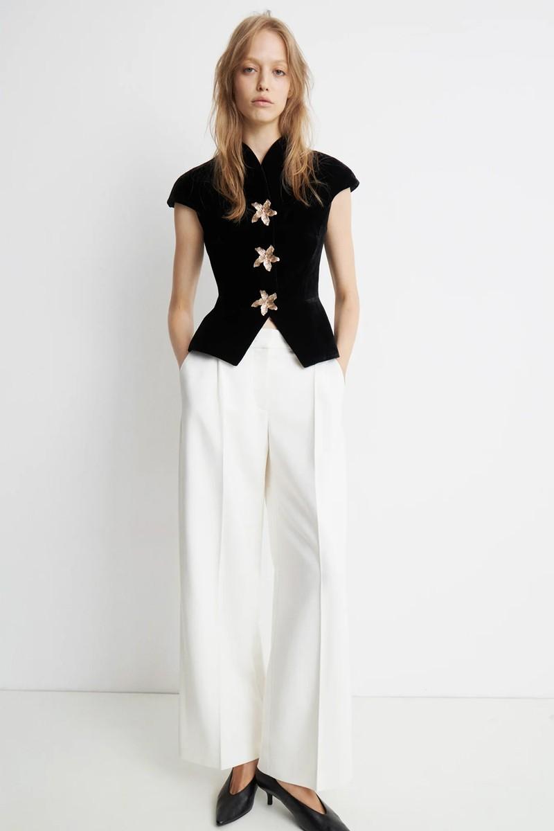 Textured Button-Detail Vest from Limé