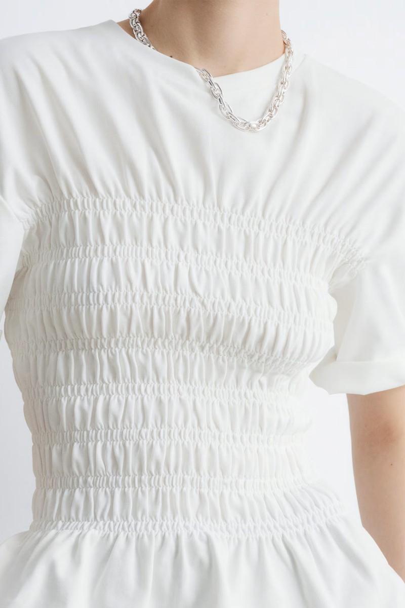 Smocked Crewneck Top