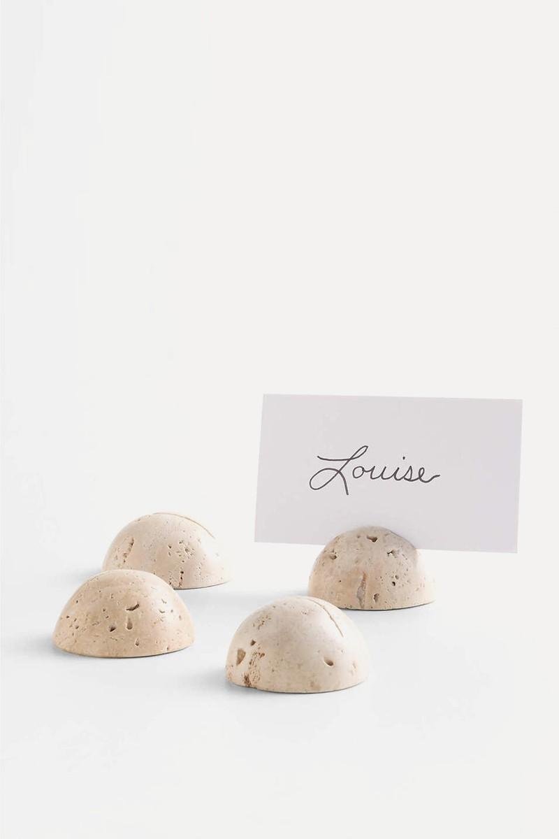 Travertine Round Placecard Holders from Crate & Barrel