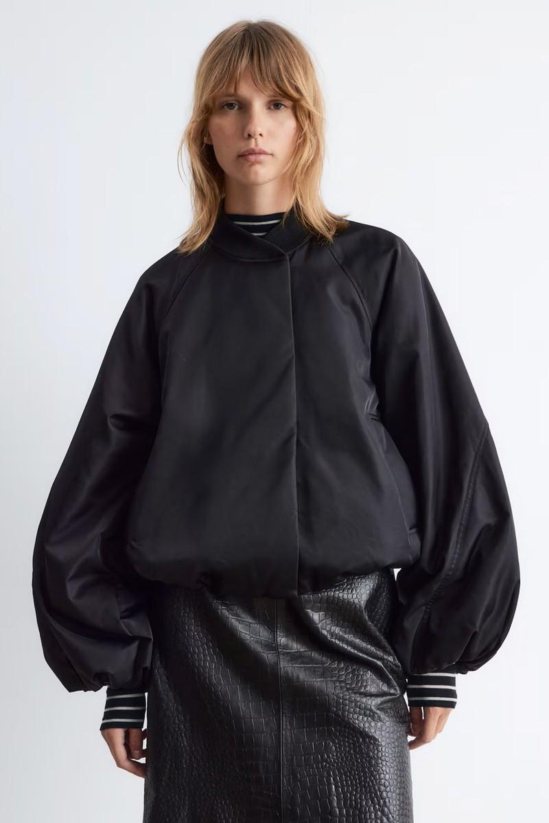 Voluminous-Sleeve Bomber Jacket