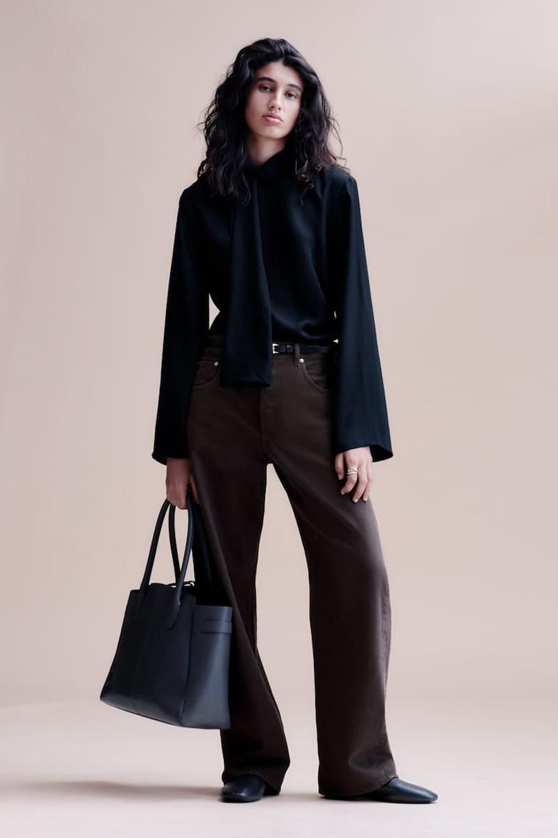 Scarf-Detail Satin Blouse