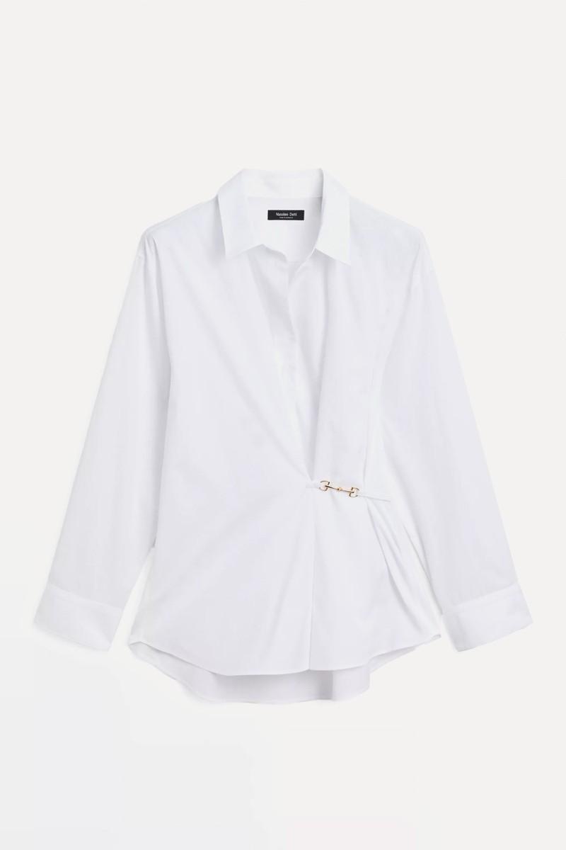 100% Cotton Poplin Shirt With Metallic Detail