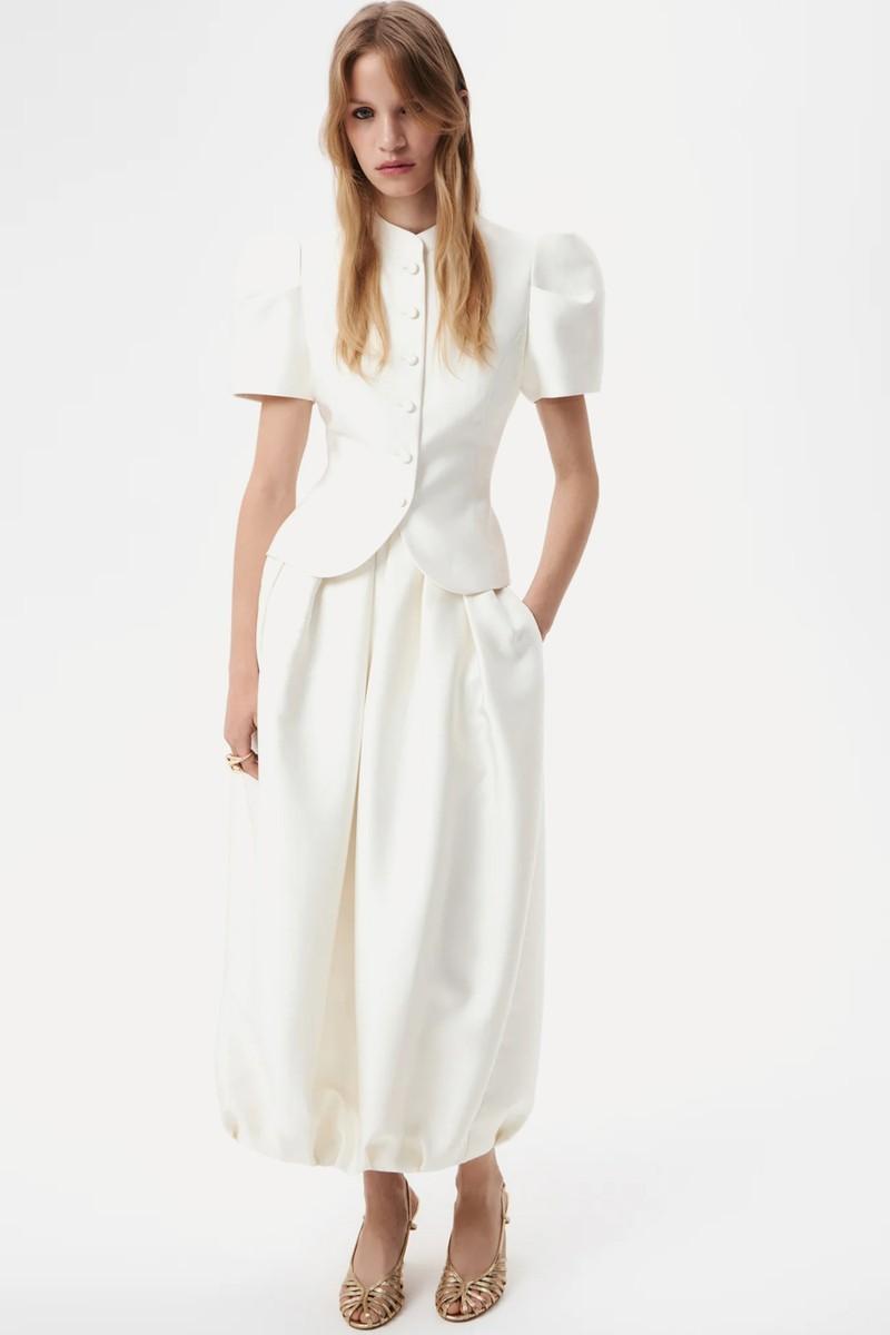 Bubble-Hem Satin Skirt from Limé