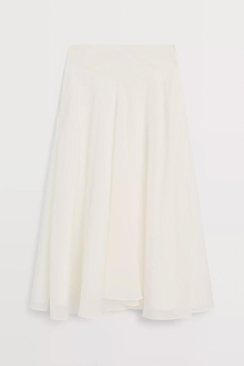 Midi Skirt With Yoke & Flounce