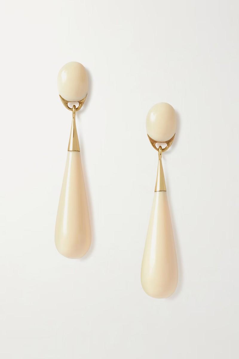 Dew Drop Large Gold-Tone Resin Earrings from Dinosaur Designs