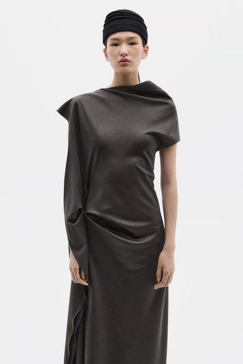 Long Dress With Neck Detail from Massimo Dutti