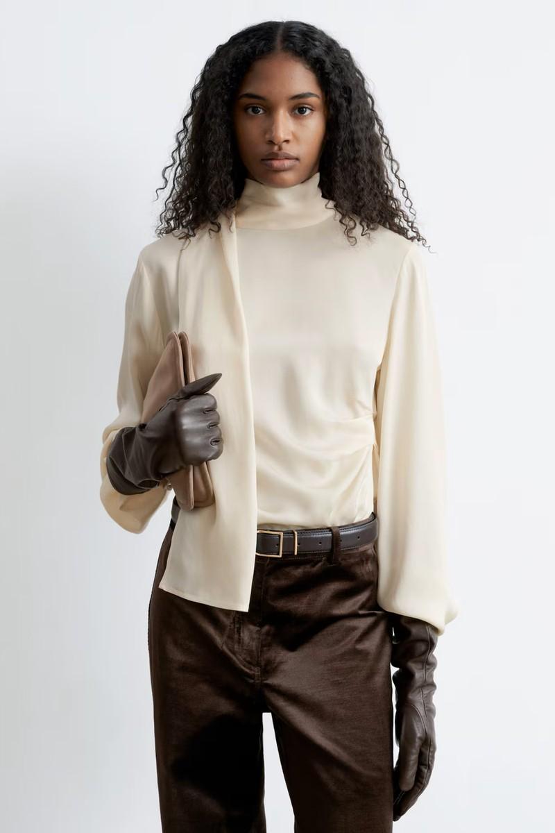 Scarf-Detail Satin Blouse from & Other Stories