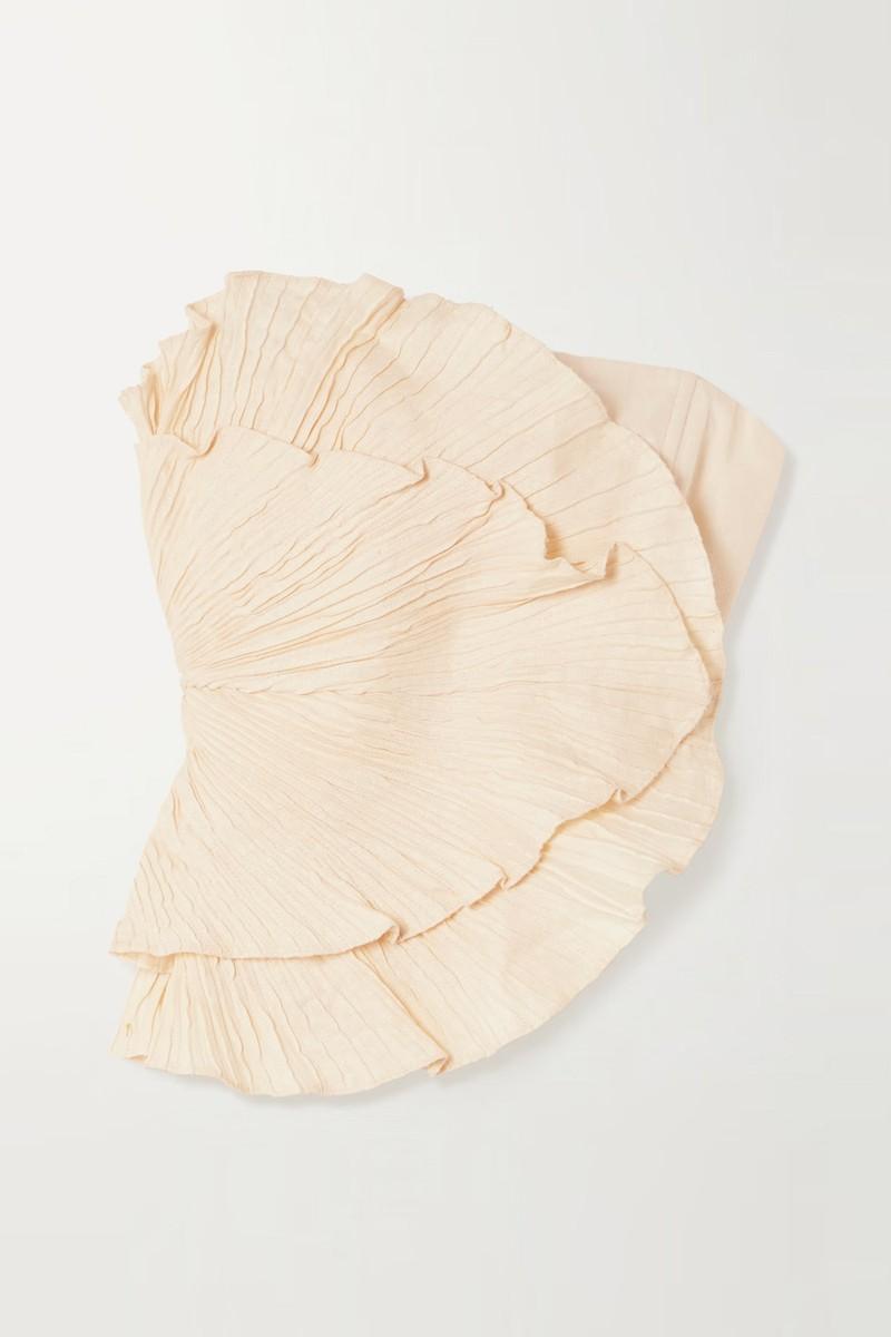 Las Olas Strapless Layered Gathered Linen Top from Andrés Otálora