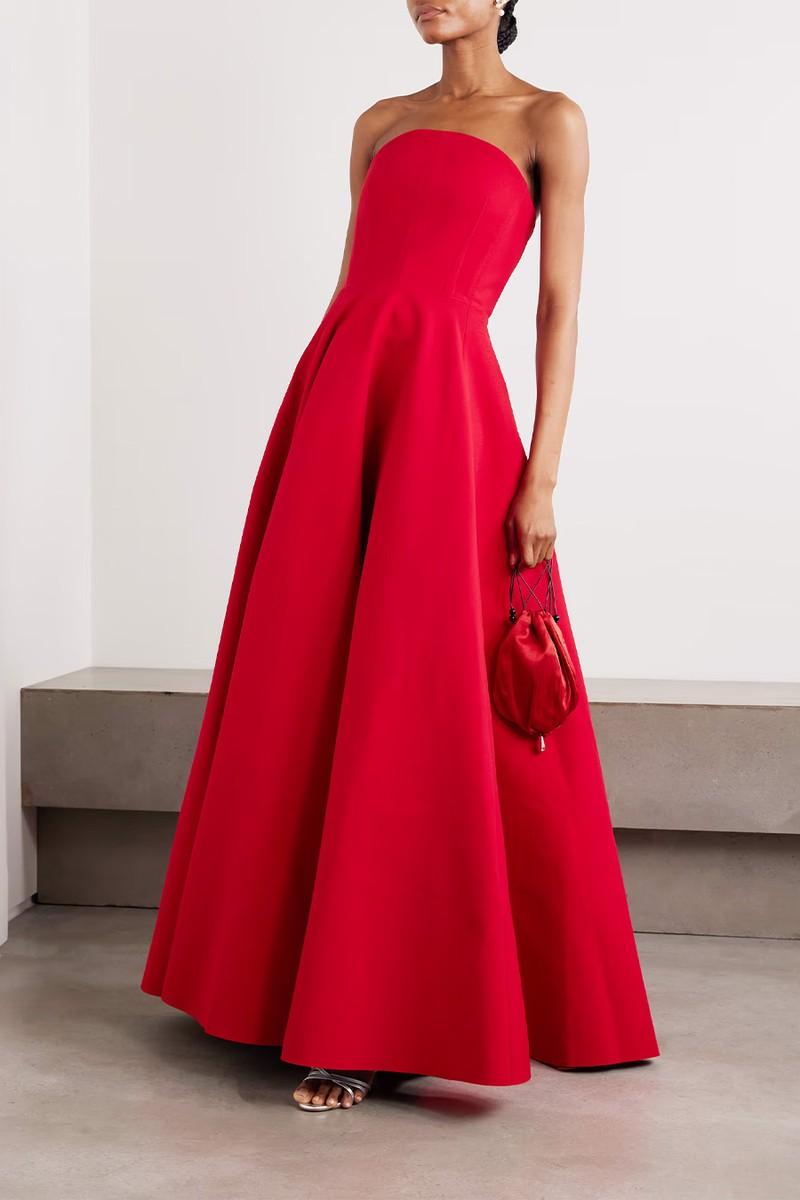 Mathilde Strapless Crepe Gown from  Solace London
