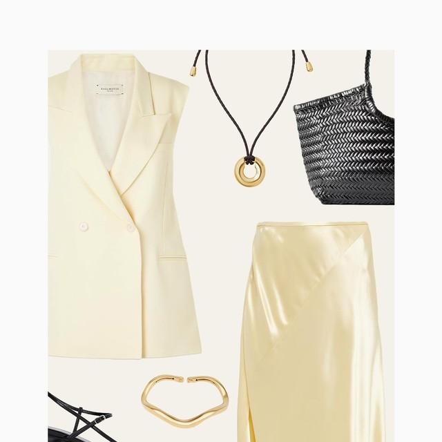 A buttery twist on summer tailoring, this double-breasted vest brings just the right amount of polis